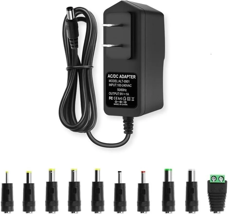 BASEUS BASEUS 9V 1A AC adapter 100-240V 50/60Hz 5.5x2.5mm tip positive 10 tips — product photo
