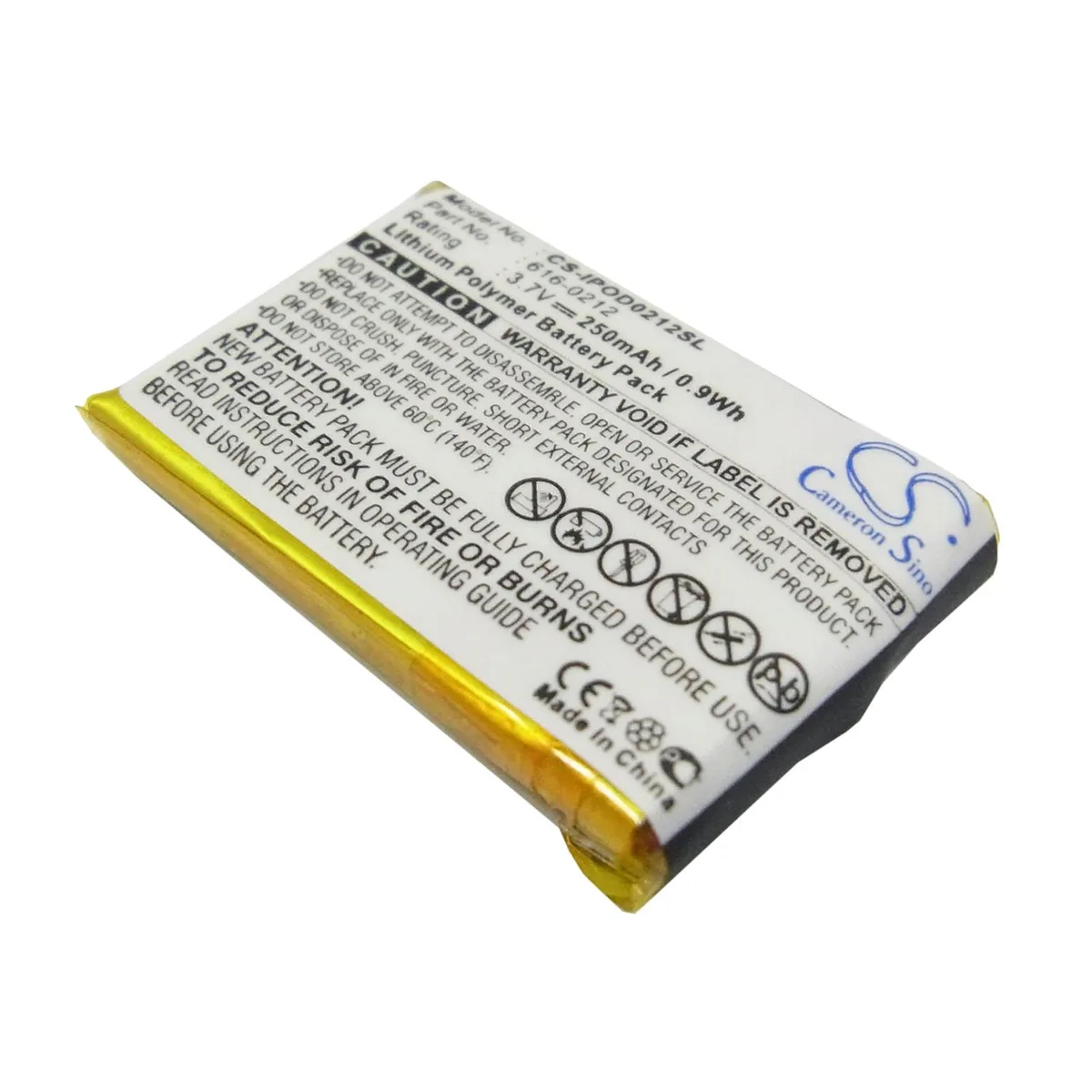 Cameron &amp; Co Cameron &amp; Co DS-CS-IPOD0212SL 3.7V 250mAh Li-Polymer Battery — product photo