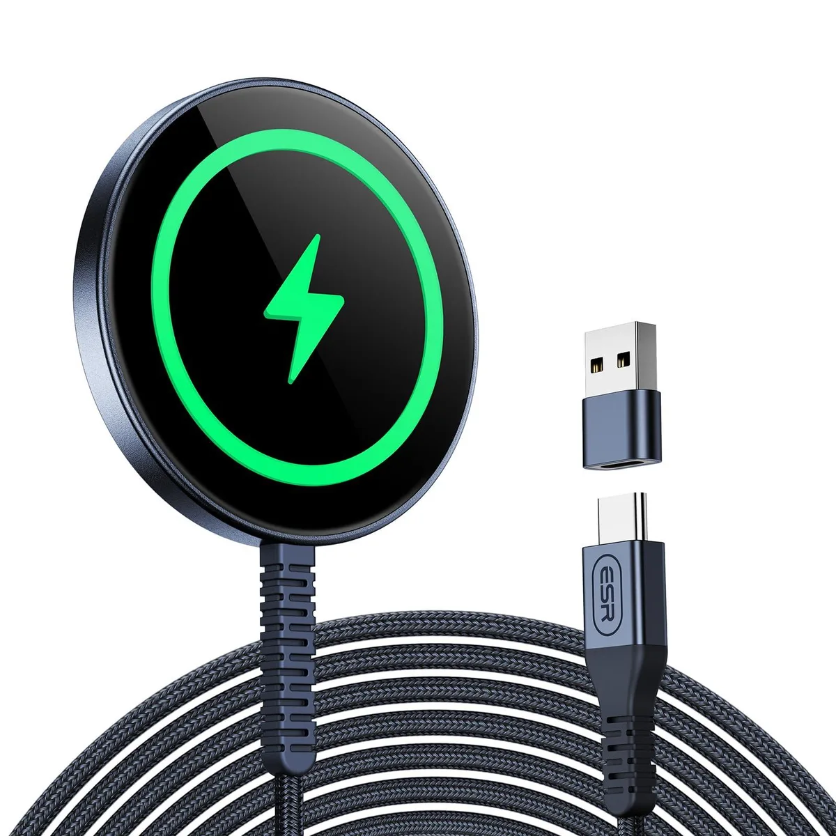 No Sew No Sew ESR MagSafe 15W Wireless Charger Dual USB A/C Ports Dark Blue — product photo