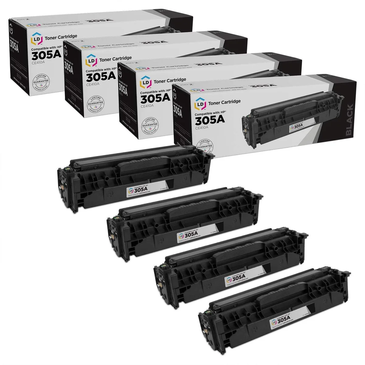LD Products LD Products HP 305A CE410A Black Toner Cartridge 4-Pack — product photo