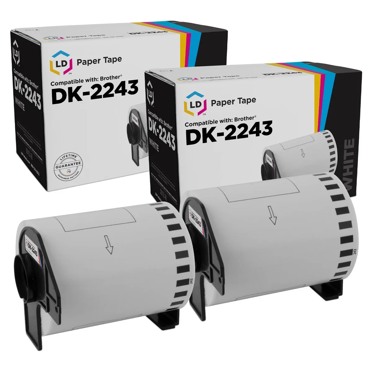 LD Products LD Products DK-2243 White Paper Tape Roll 2 Pack for Brother QL-1050 QL-1060N — product photo