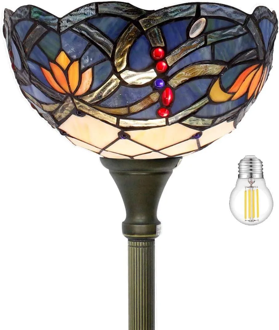 TUKO TUKO Tiffany Floor Lamp Blue Lotus 12x66in S220 Series — product photo