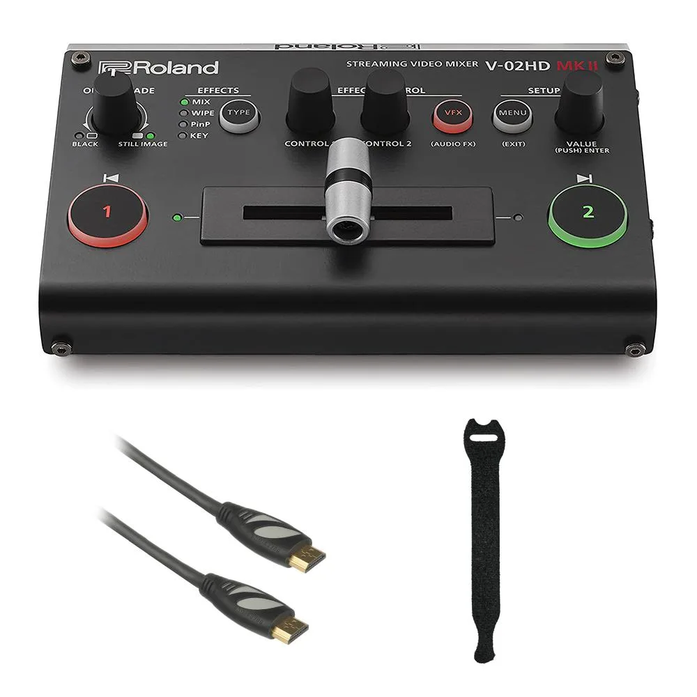 Roland Roland V-02HD MK II DJ Mixer Bundle with HDMI Cable and Straps — product photo