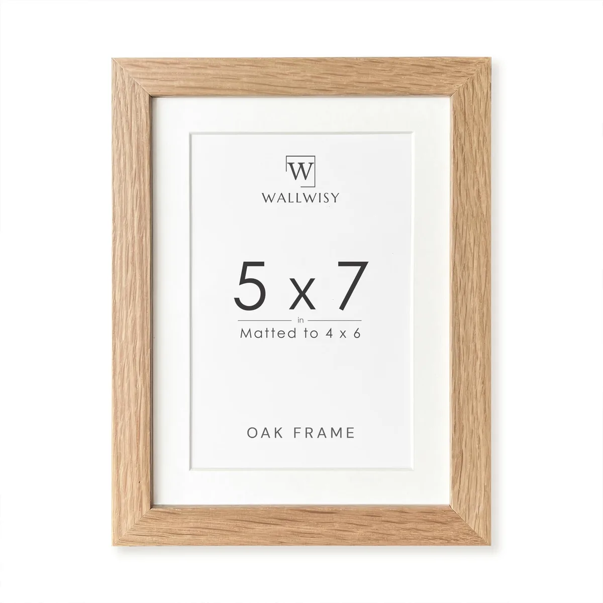 Solid oak 5x7 frame with ivory mat, natural finish, wall or tabletop display