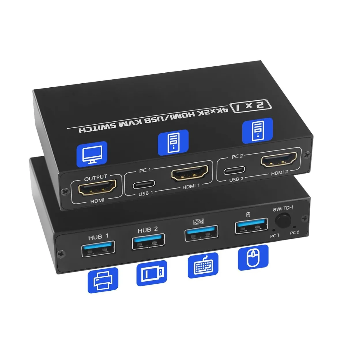 Hitoor Hitoor 2 Port HDMI KVM Switch 4K@30Hz 1.5 m cables — product photo