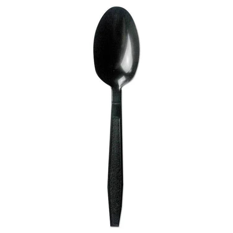 Boardwalk Boardwalk BWKTEAHWPPBLA Heavyweight Polypropylene Teaspoon Black 1000 Carton — product photo