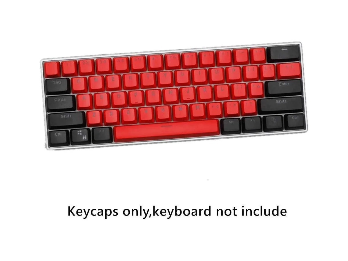 Corn Electronics Corn Electronics PBT 61 Keycaps 60% OEM Profile Black Red 1.5mm — product photo