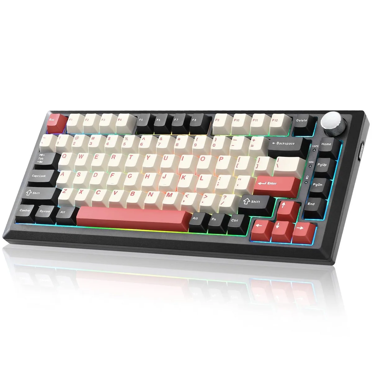  MIKIBY Y75 Wireless Mechanical Gaming Keyboard 75% 82-Key Black&amp;Red Milk Switch Knob — product photo