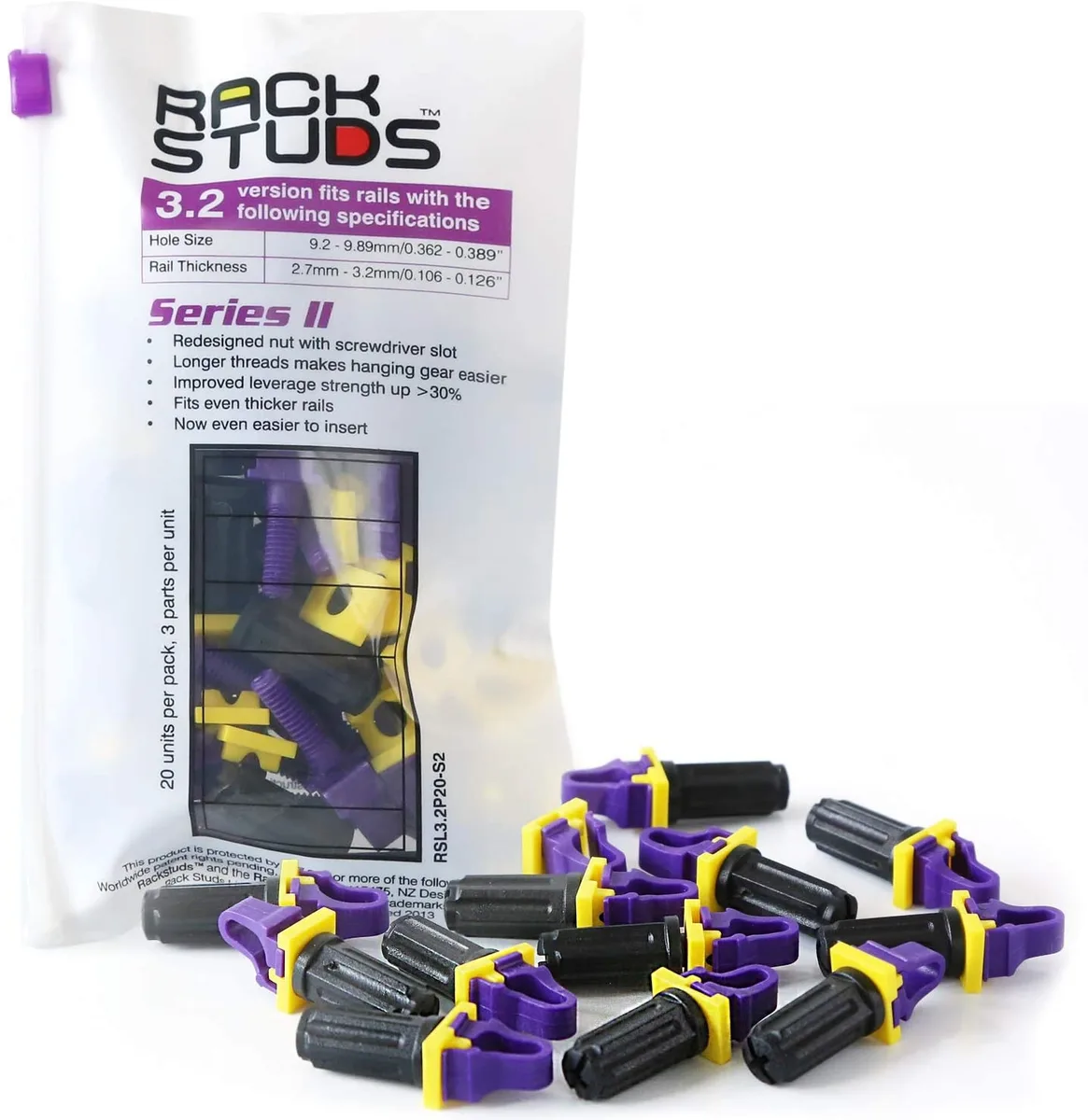 FireFold FireFold Rackstuds Series II 20-Pack Purple 3.2mm — product photo