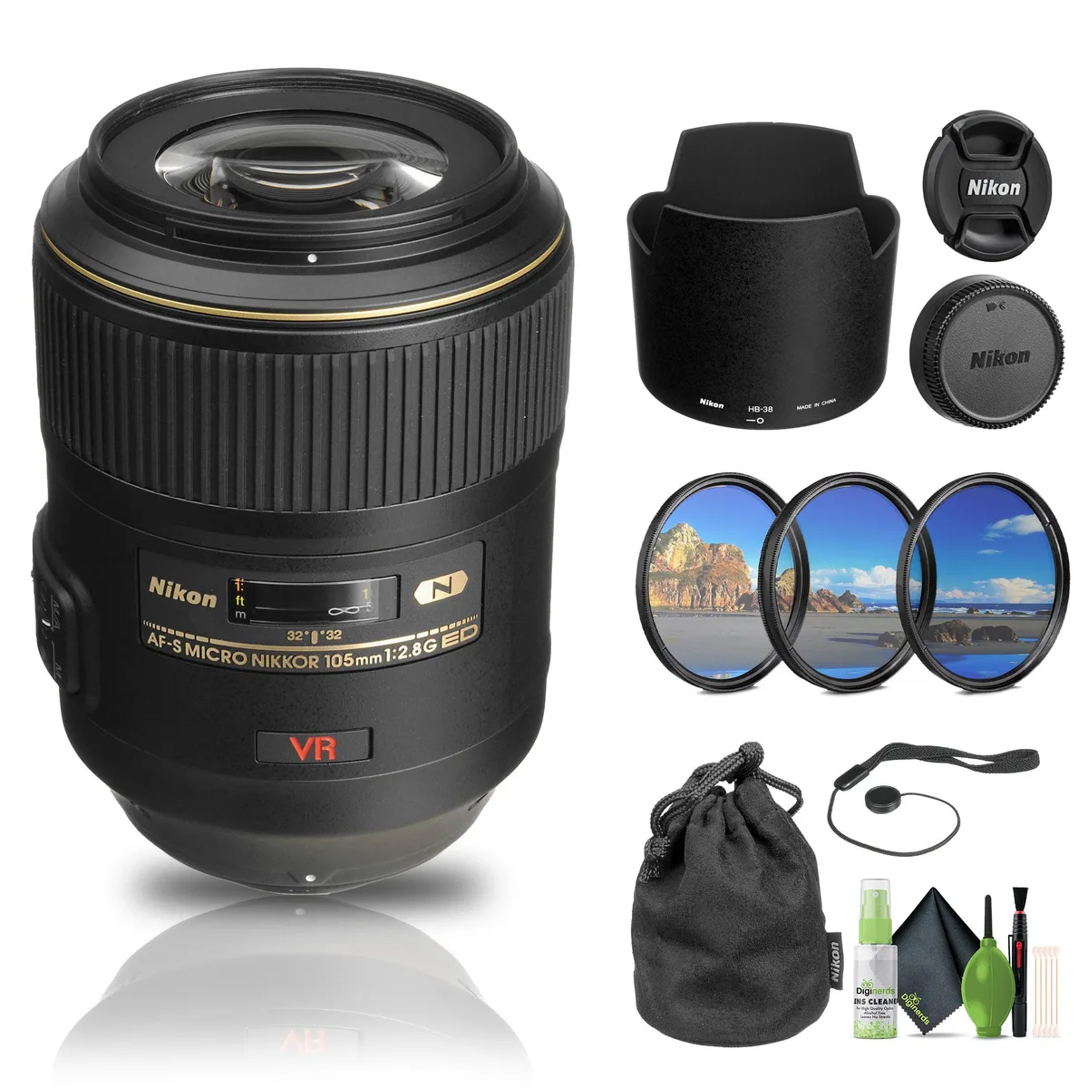 Nikon Inc Nikon AF-S VR Micro-NIKKOR 105mm f/2.8G IF-ED Lens (2160) + Filter Kit — product photo