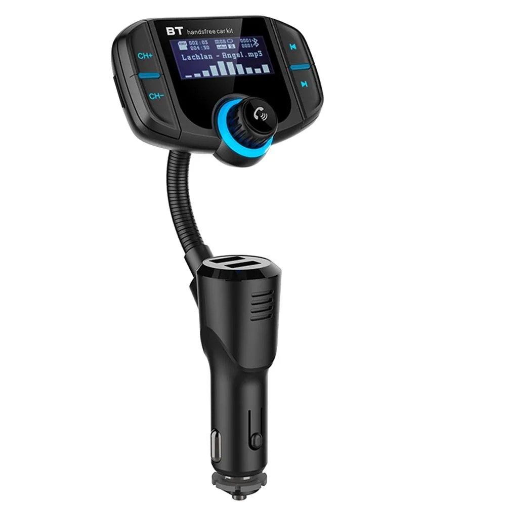 WRIARICH WRIARICH BT70 car electronics accessory 1.7" display QC3.0 2.4A dual USB AUX magnetic mount — product photo