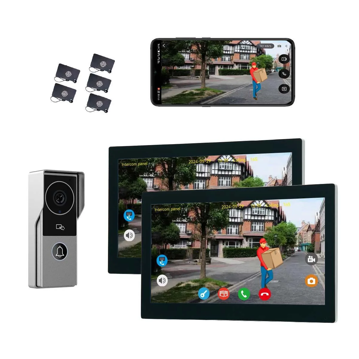 visiPower visiPower 2-pin Wired 2MP 10" WiFi Monitor Doorbell Intercom Silver Blue — product photo