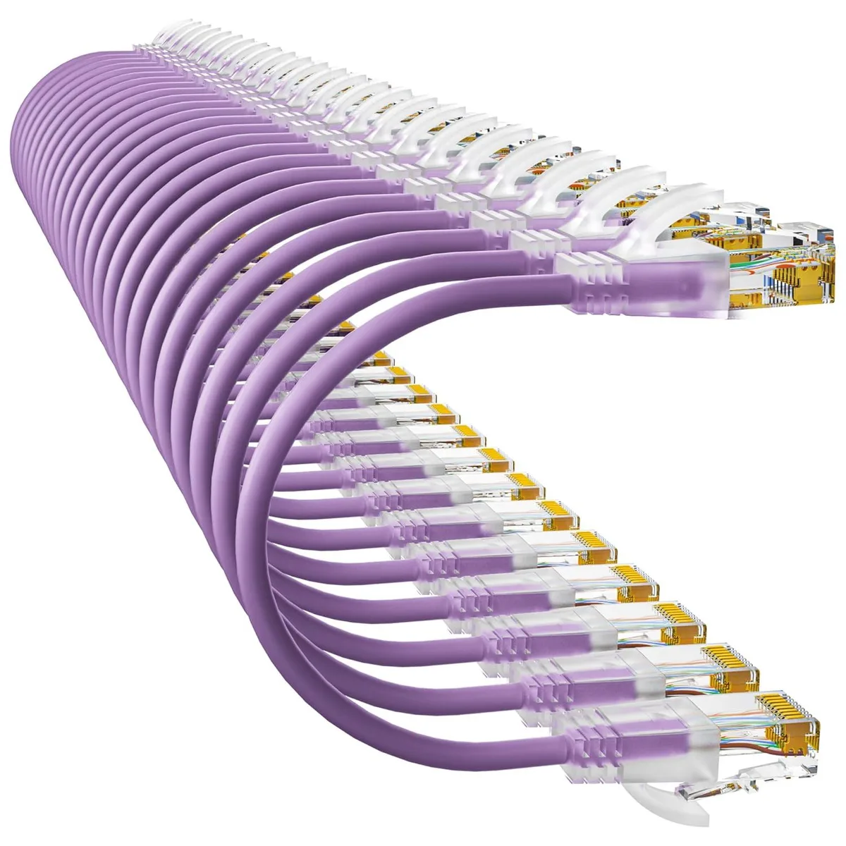 BFKK BFKK Cat6a Slim Ethernet Cable 3ft 24-Pack Purple — product photo