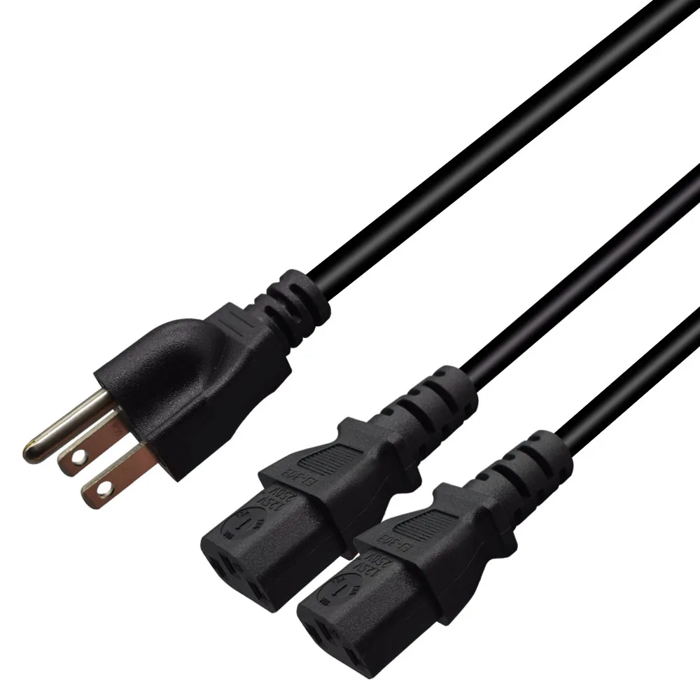 TeKit TeKit 5-15P to Dual C13 Y-Splitter Power Cord 6ft 2m — product photo
