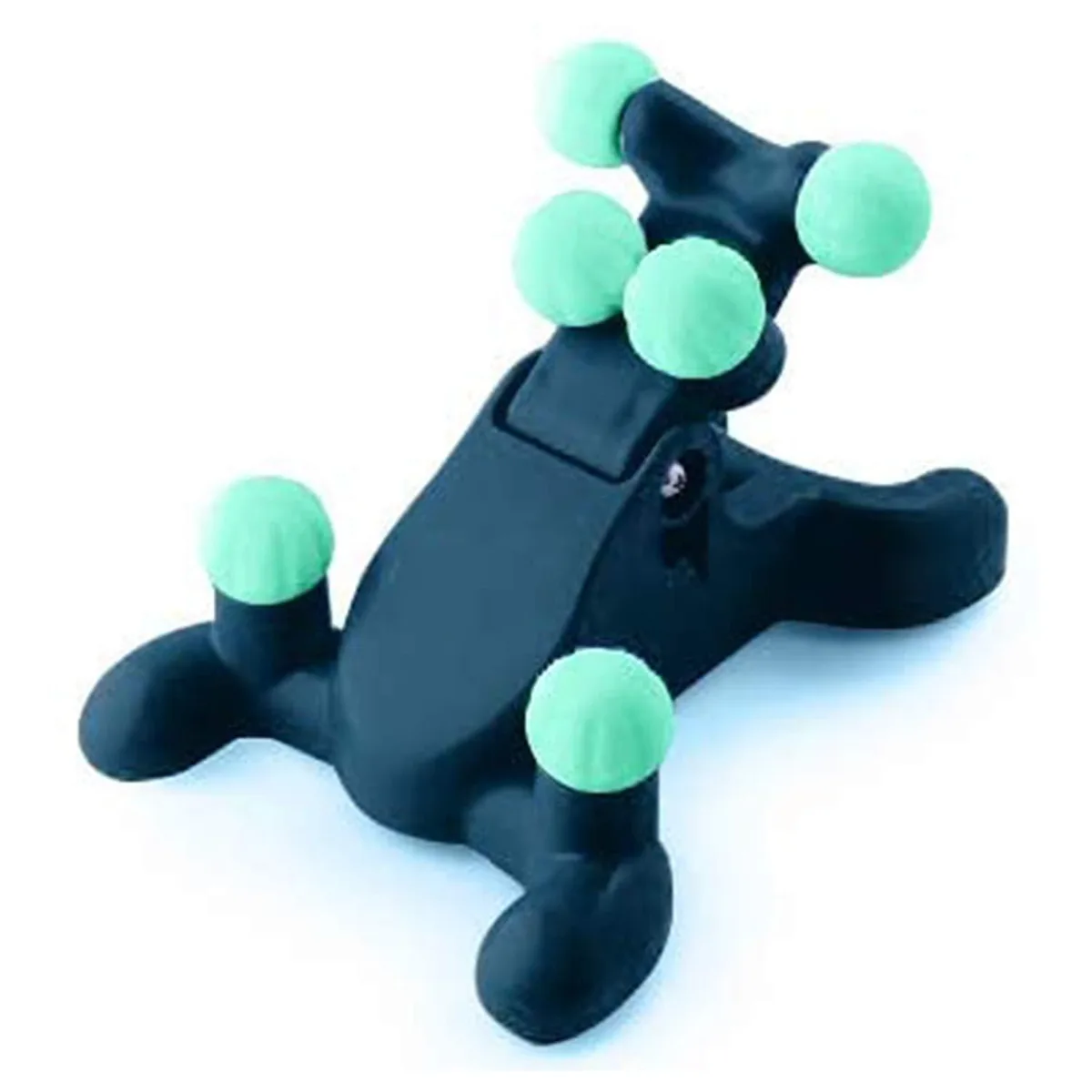 Small black cervical traction pillow with contoured shape and textured pressure points
