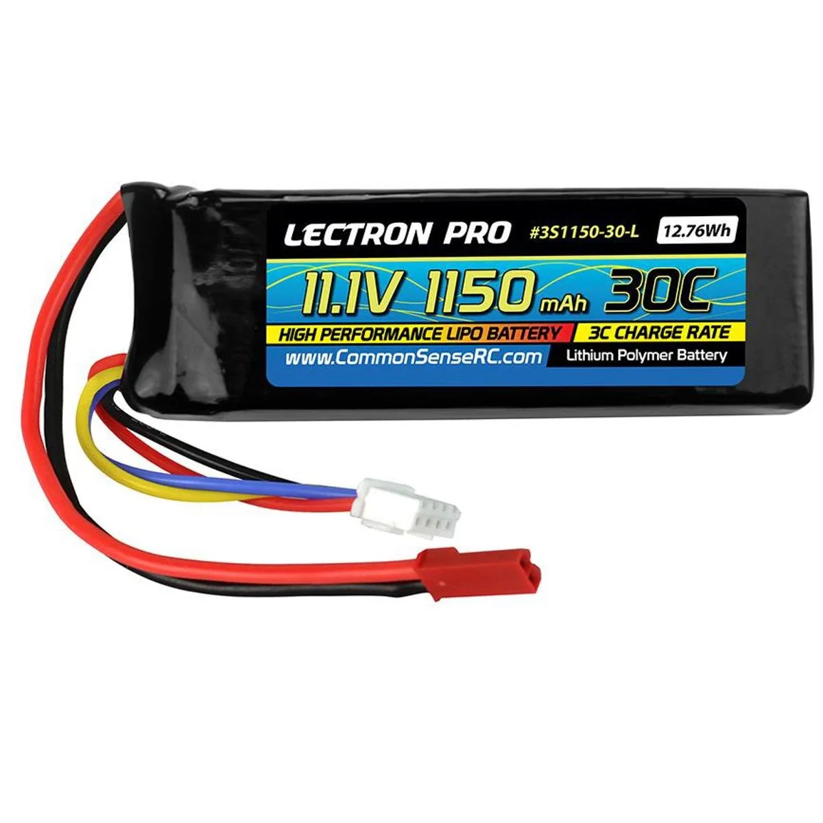 Common Sense RC Common Sense RC Lectron Pro 11.1V 1150mAh 30C Li-Po Battery JST Connector drone accessory — product photo
