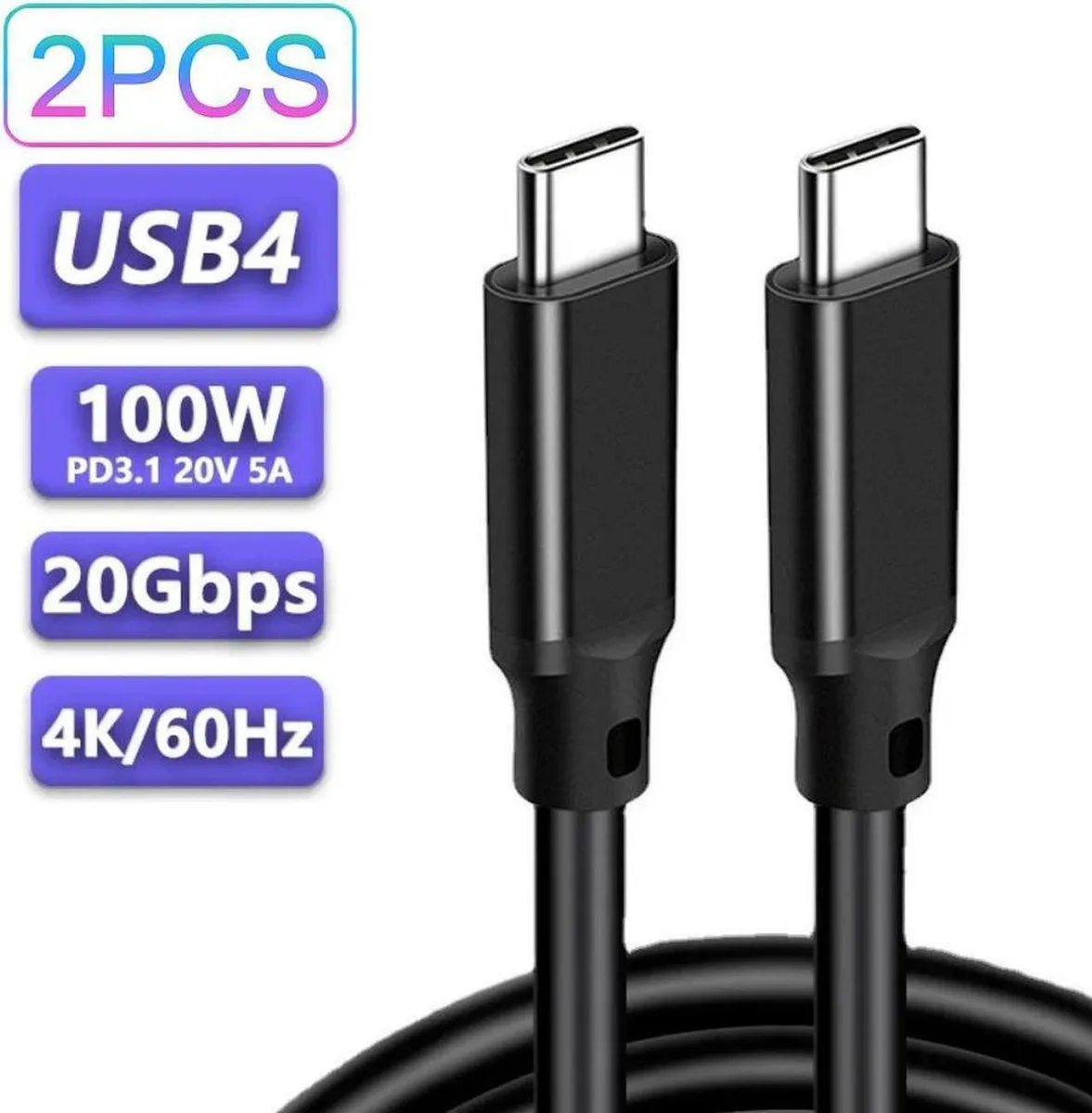 SMUGDESK SMUGDESK USB-C to USB-C USB 3.2 Gen 2x2 20Gbps 100W 4K 60Hz 1m 2 Pack — product photo