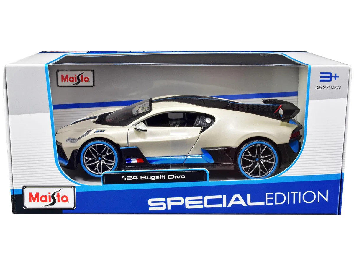 Maisto Maisto Bugatti Divo Satin White Metallic Carbon Blue Special Edition 1/24 Hobby Collectible — product photo