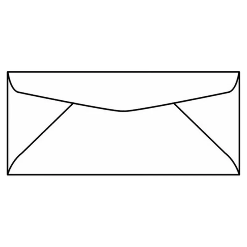 Box of 500 white #9 envelopes, diagonal seam, no window, vellum finish