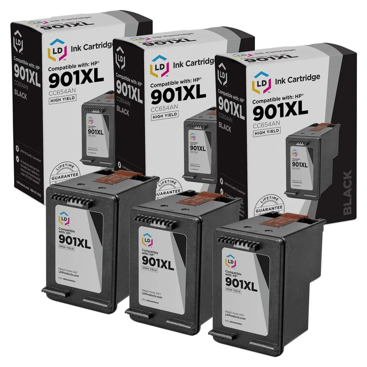 LD Products LD Products HP 901 CC653AN Black Ink Cartridge 3-Pack — product photo