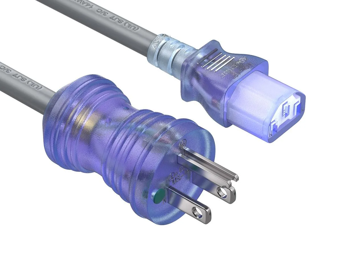 Cable Leader Cable Leader 10ft NEMA 5-15P to C13 14 AWG 15A 125V Gray computer power cord — product photo