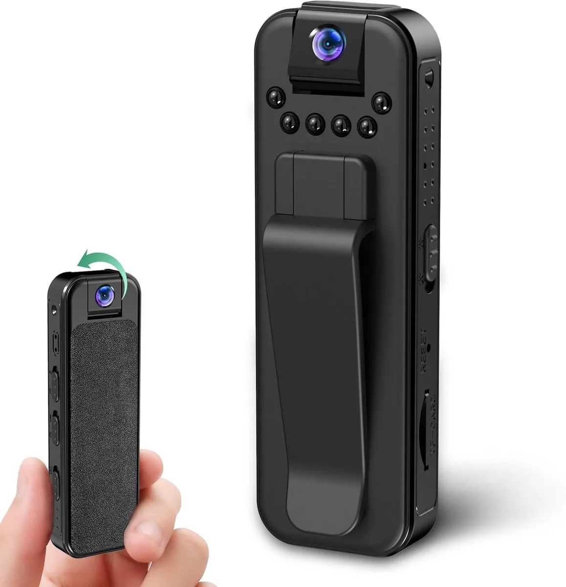 BONAEVER BONAEVER Mini Camera 1080P HD Night Vision 180° Rotatable Lens Wearable Body Cam — product photo