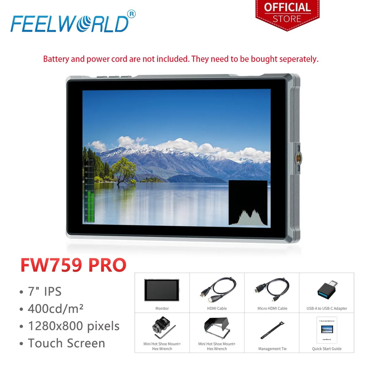 Feelworld Feelworld FW759 PRO 7-Inch Touch Screen Field Video Monitor 4K HDMI — product photo