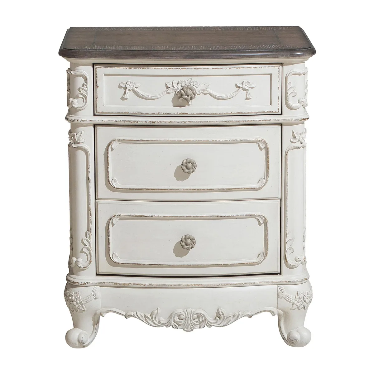tuphen tuphen Victorian Antique White Oak 3-Drawer Nightstand Bedroom Set — product photo
