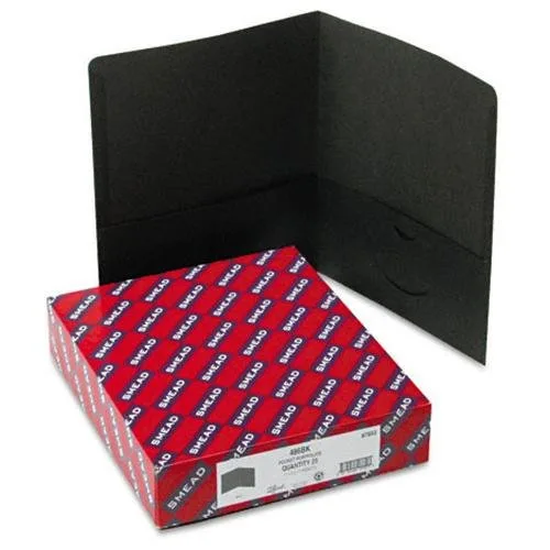 Box of 25 black textured two-pocket portfolios