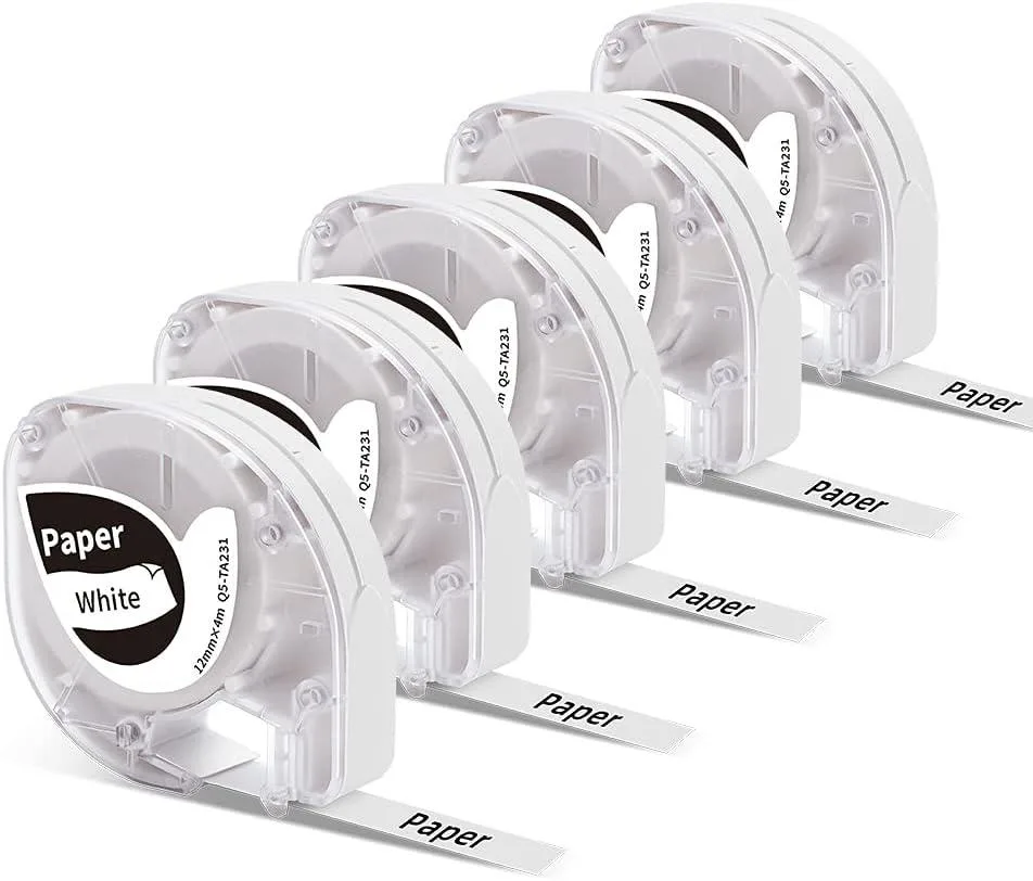 NShi NShi Paper Label Tape 12mm x 4m 5 Pack Black on White 3D Printers Accessories — product photo