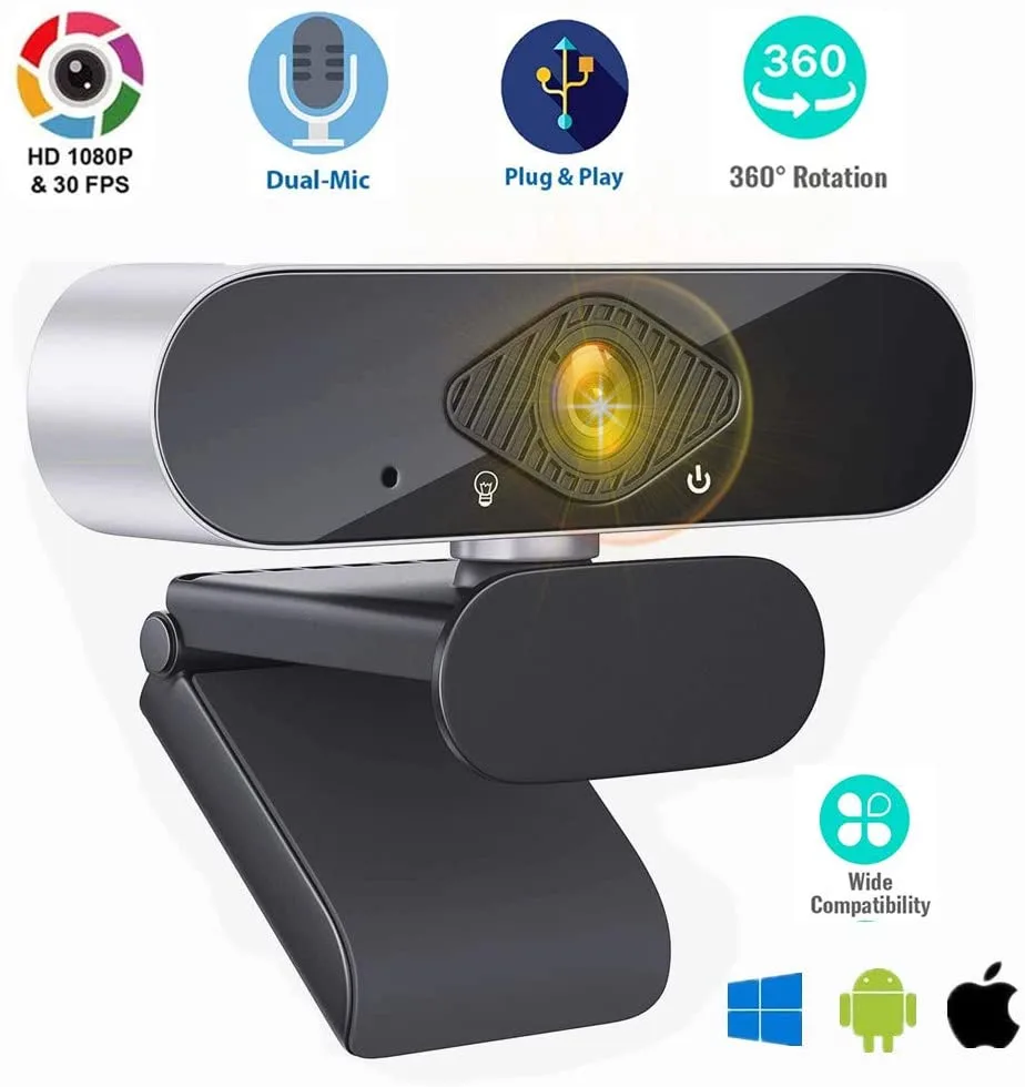 Portholic Portholic 1080p 30 fps Webcam with Noise Cancelling Mic 360° Rotation Black/Silver — product photo