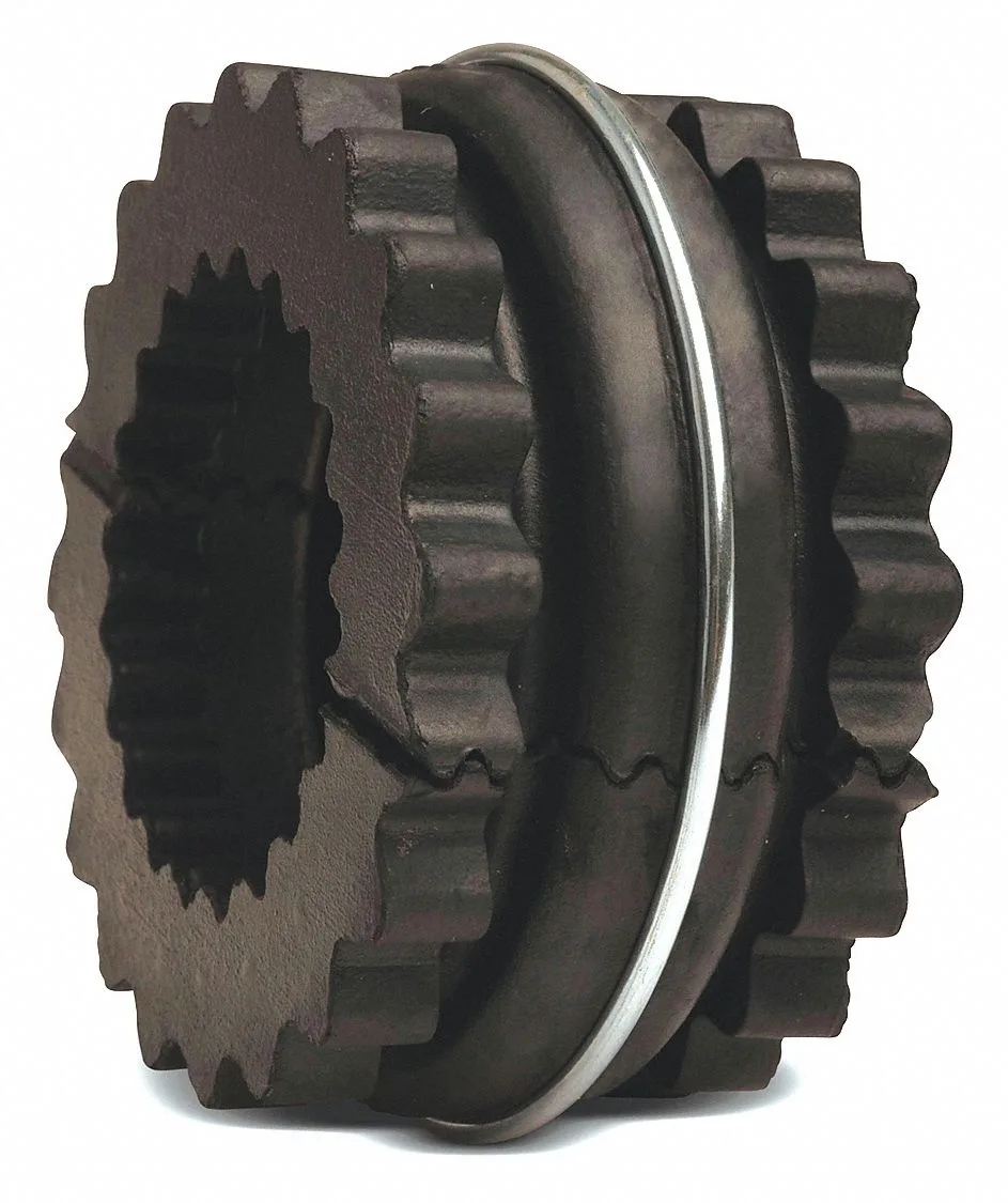 Black EPDM rubber coupling insert, two-piece with retaining ring