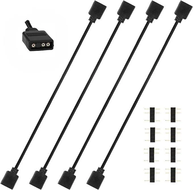  MILAKE 4-pack 5V 3-pin ARGB extension cable 30 cm — product photo