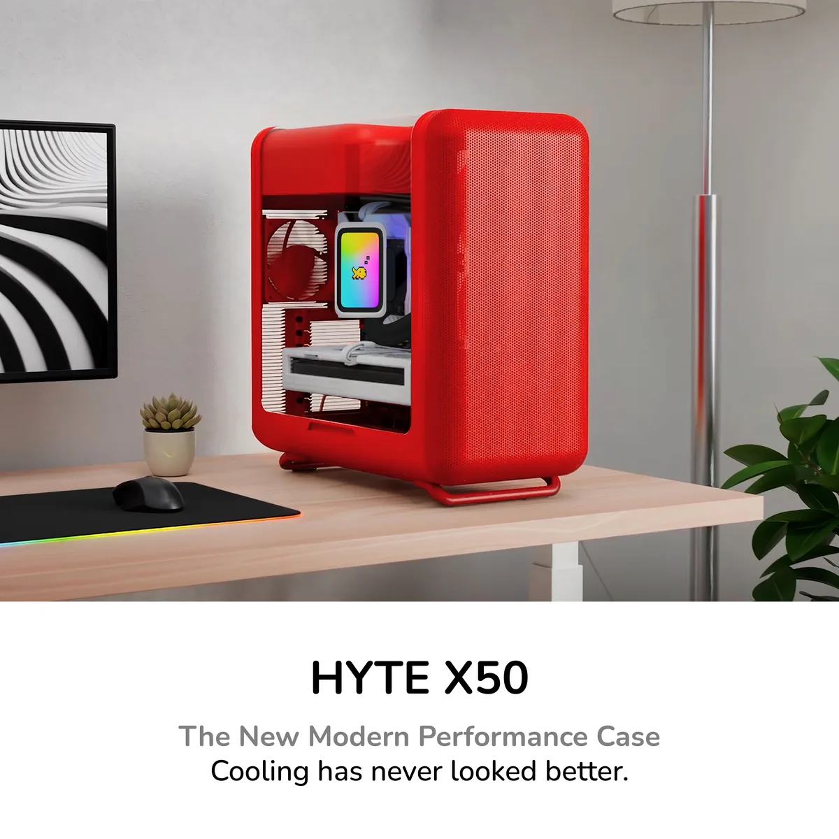 HYTE HYTE CS-HYTE-X50G-RR Red ATX Mid Tower PC Case — product photo