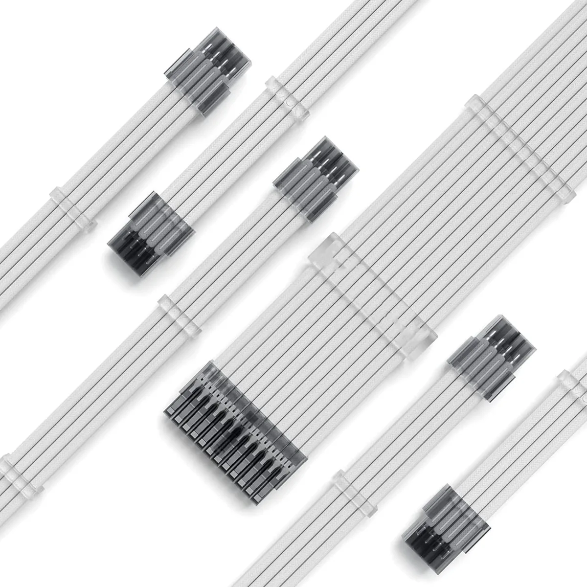 BUCIER BUCIER PSU Extension Cable Kit White 18AWG 24Pin ATX 8Pin EPS 8Pin PCIe 6PCS — product photo