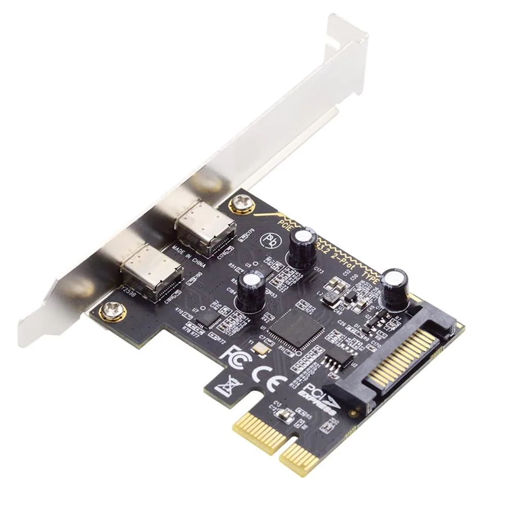 Fervit Fervit USB 3.1 Gen1 Dual Type-C PCIe x1 Card ASM1042 Low Profile Bracket — product photo