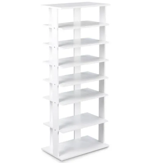 SlickBlue SlickBlue 7-Tier Dual 14 Pair Shoe Rack White MDF shelving — product photo
