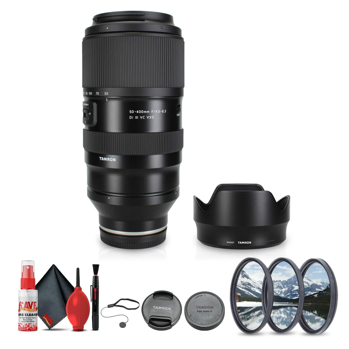 Tamron Tamron 50-400mm f/4.5-6.3 Di III VC VXD Sony E + 67mm Filter Kit camera lens — product photo