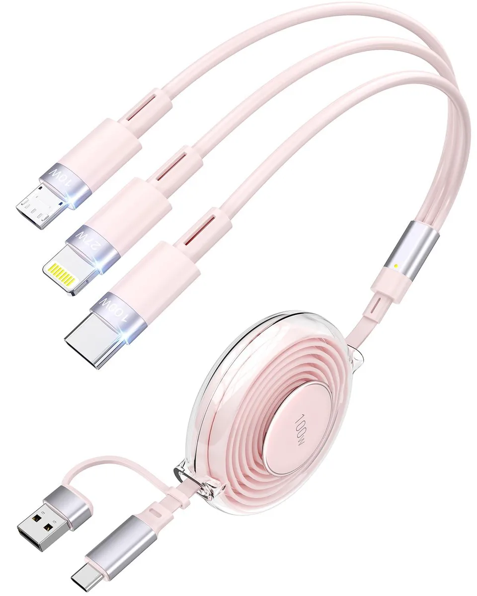 BFKK BFKK BESBN-6IN1CC PK 6-in-1 Retractable Cable 1.8m Pink — product photo