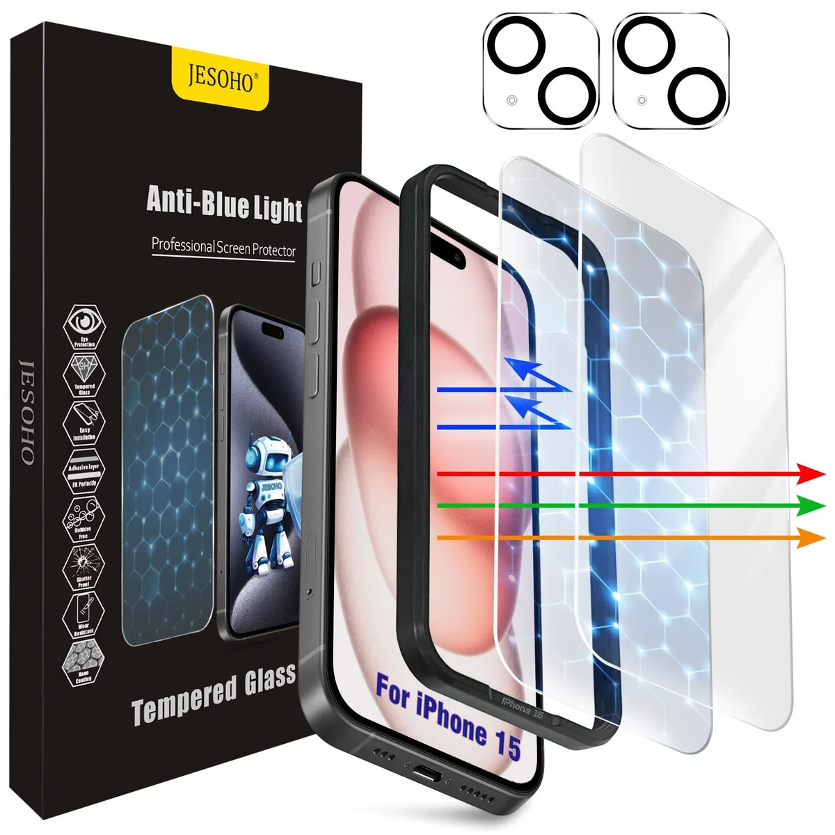 JESOHO Blue Light Screen Protector iPhone 15 6.1 inch — product photo