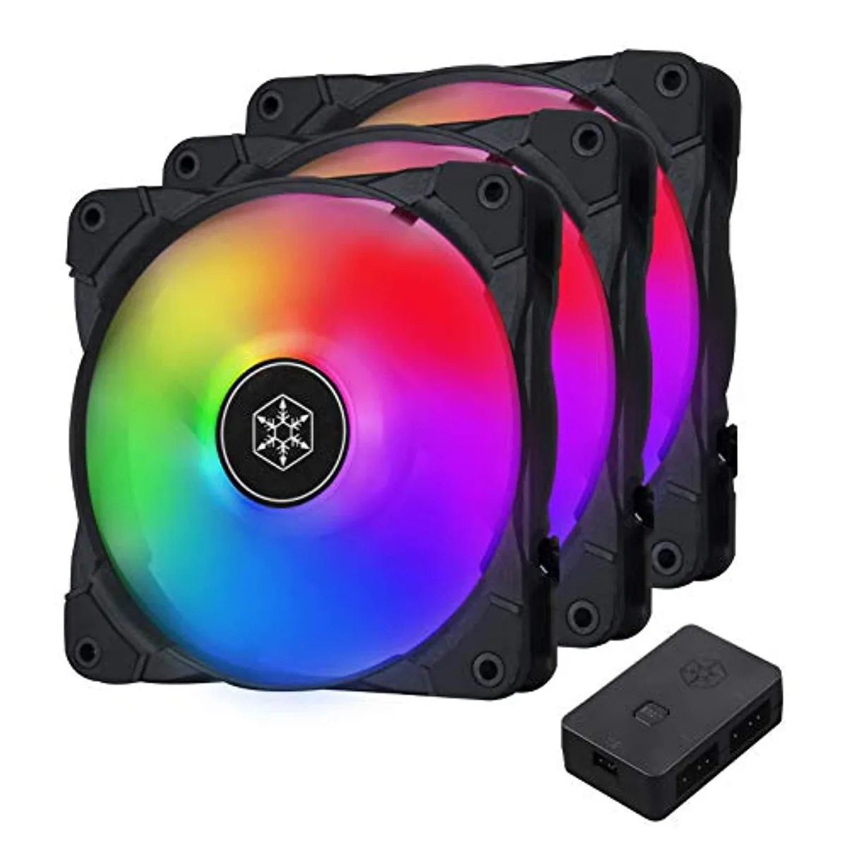 Silverstone Technology Silverstone Technology RNAB07ZPRPLNV 120mm ARGB case fan 3-pack with controller — product photo