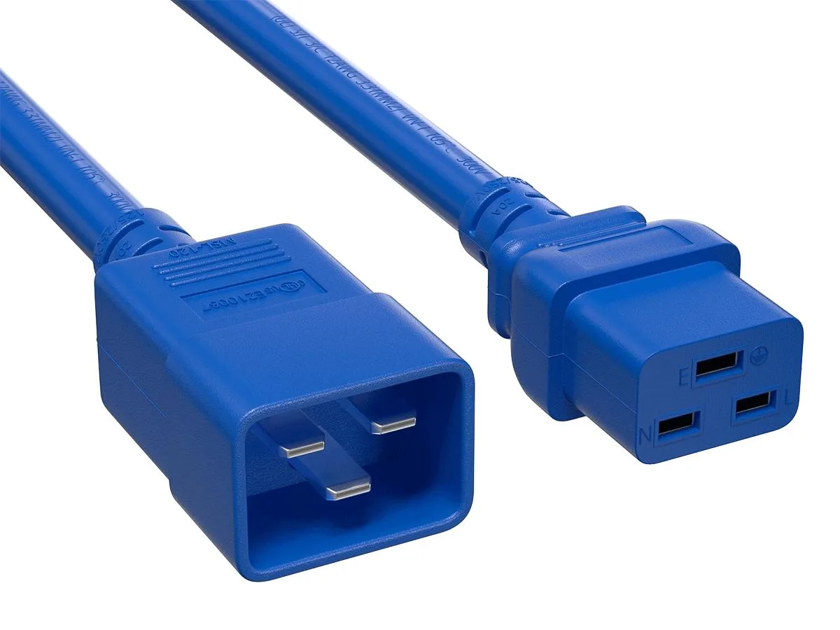 Cable Leader Cable Leader 7 ft IEC C20 to C19 12 AWG 20A 250V Blue Power Extension Cord — product photo