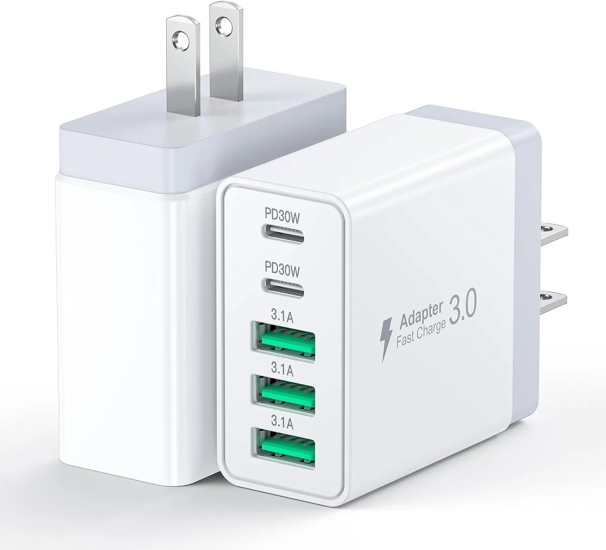 ONITOON ONITOON 60W 5-Port Wall Charger 2-Pack 2USB-C 3USB-A 30W PD 3.0 3.1A — product photo
