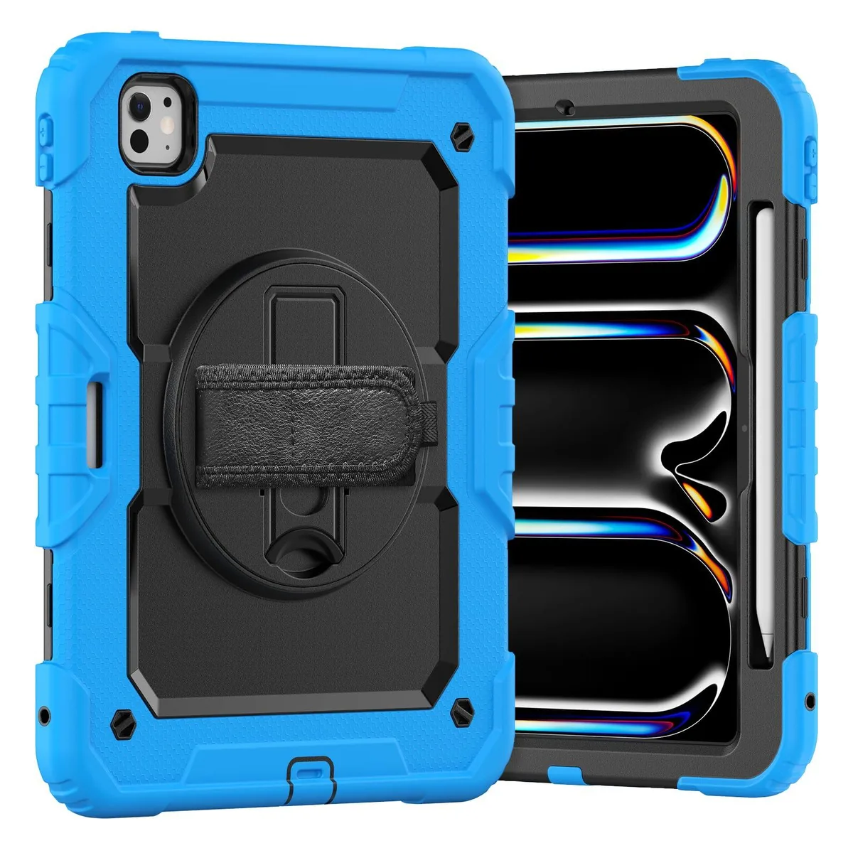 Timoom Timoom Heavy Duty Shockproof Case 11" iPad Pro M4 2024 Light Blue 360° Stand Straps — product photo