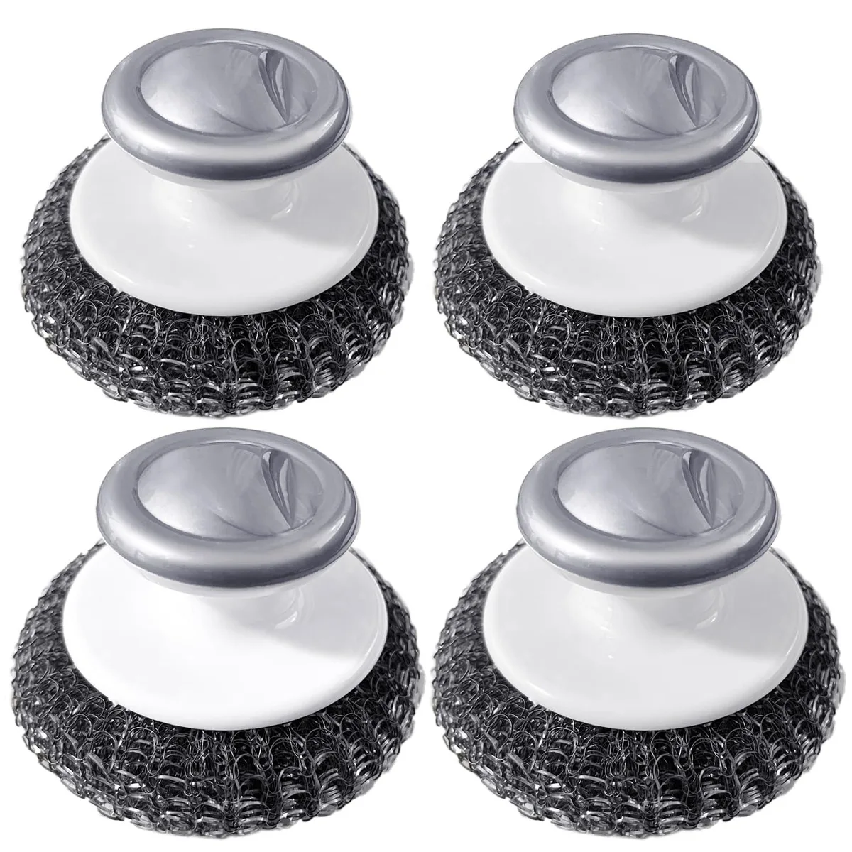 Stainless Steel Wool Scrubber with Handle 4 Pack — product photo