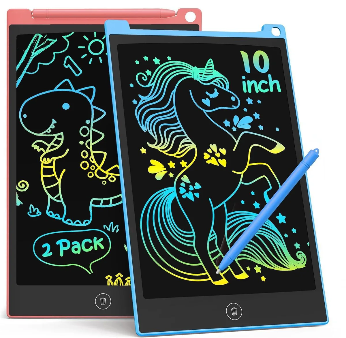  TECJOE H10A 10 Inch 2 Pack LCD Writing Tablet Blue Pink — product photo