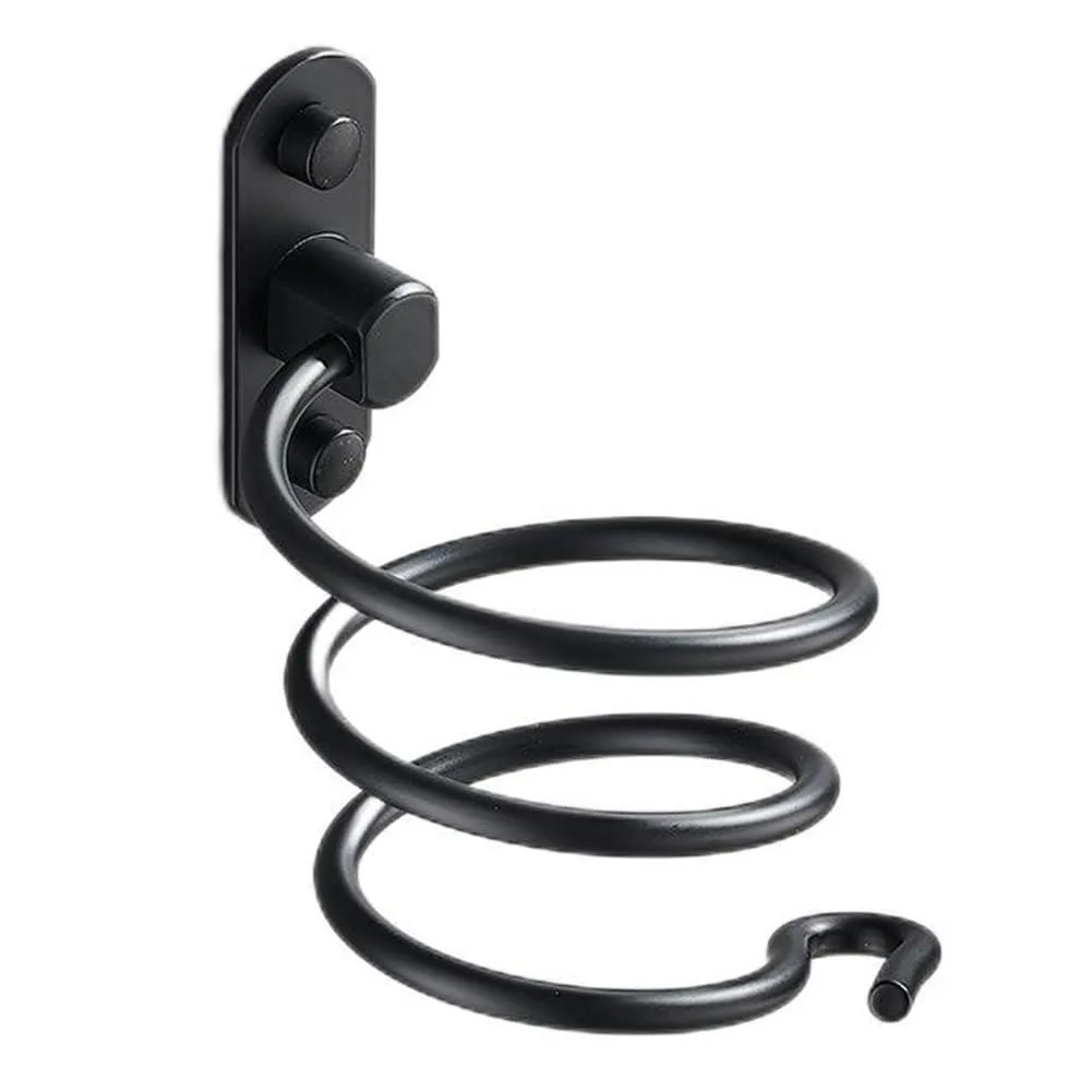 Aluminium Wall Mounted Hair Dryer Holder (Black) — product photo
