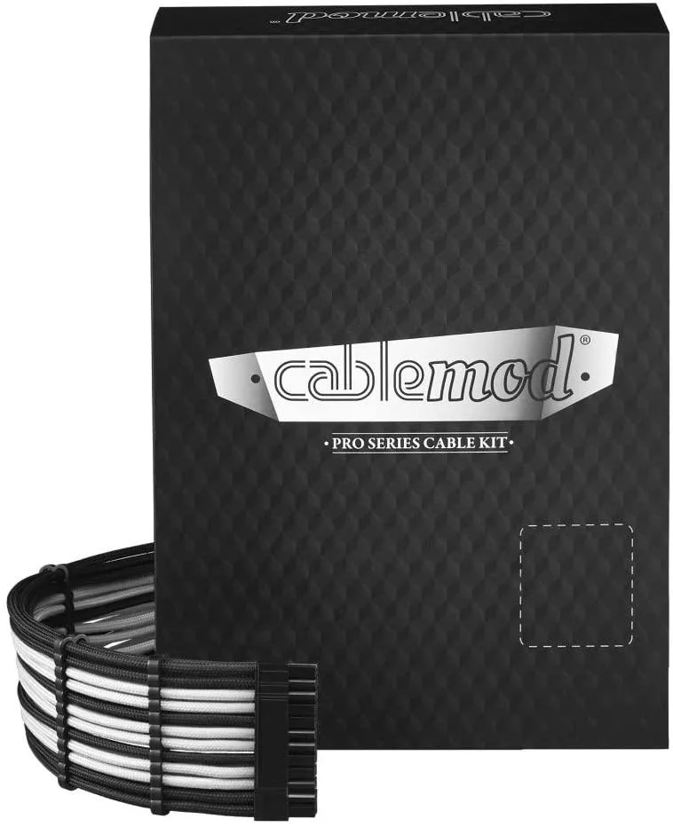 CableMod CableMod E-Series Pro ModFlex Sleeved Cable Kit EVGA G5 G3 G2 P2 T2 Black White cable management — product photo