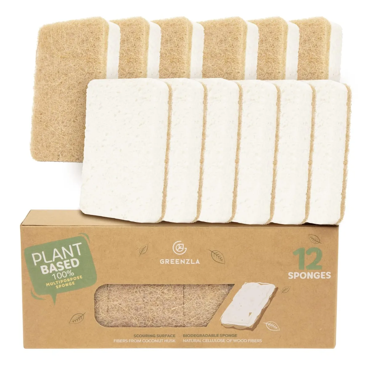  Greenzla 12 Pack Natural Kitchen Sponges Hemp Sisal — product photo