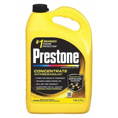 Yellow concentrated antifreeze coolant in a one gallon bottle